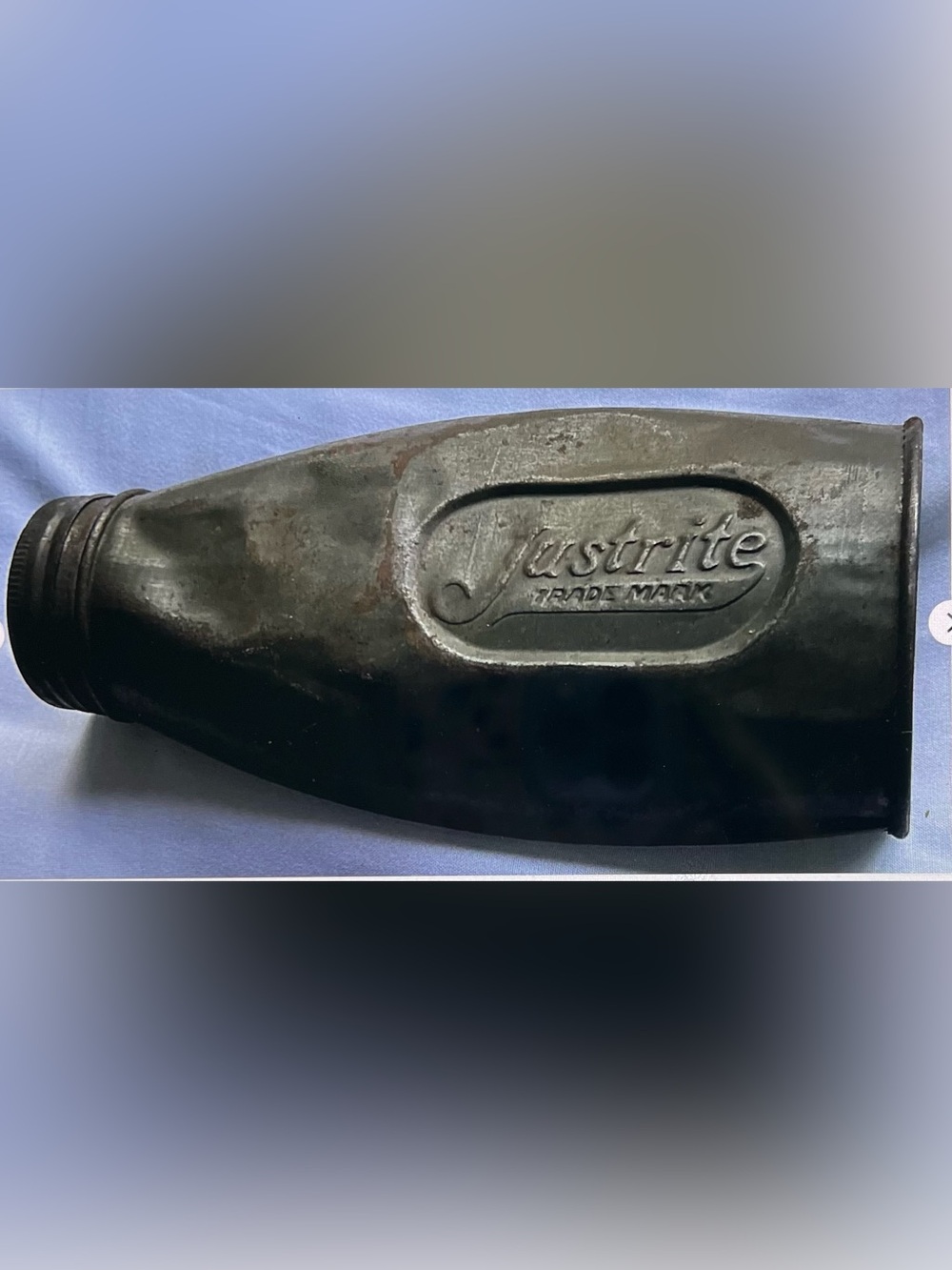 Vintage Justrite Metal Carbide Flask, Pocket Tin Miner Bottle *RARE* Has Lid